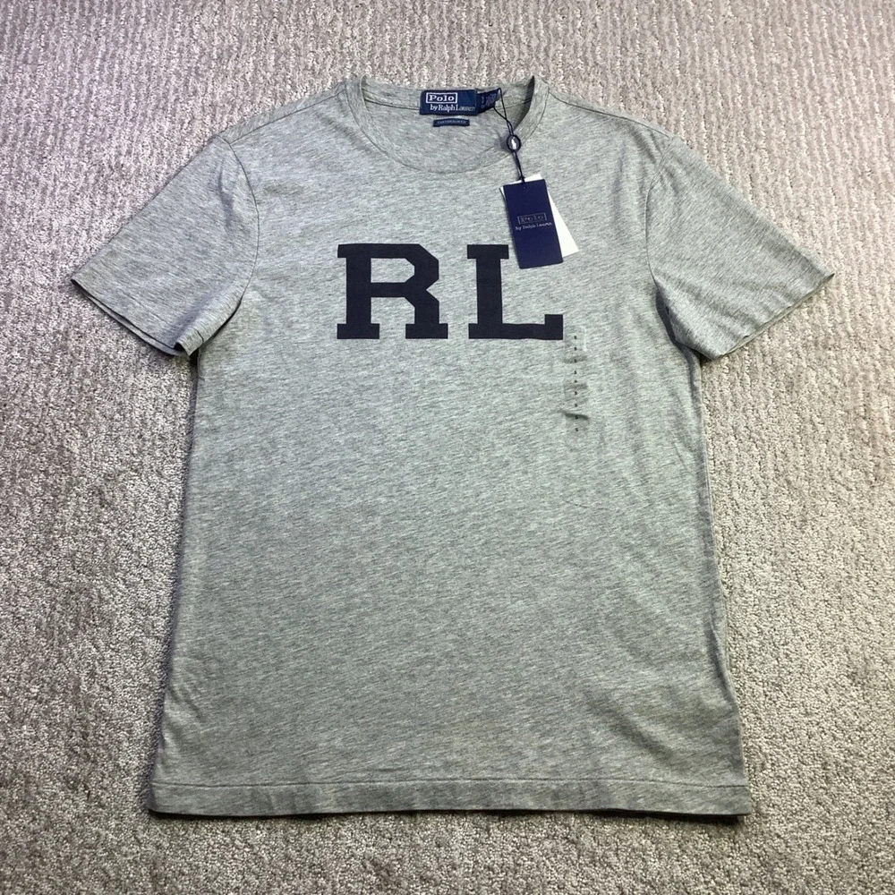 Polo‎ Ralph Lauren Mens Custom Slim Fit RL Graphic T-Shirt Grey Size S NWT